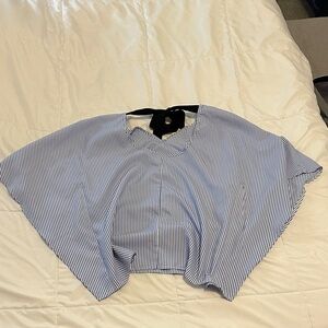 Elegant Blue and White Striped Women's Blouse